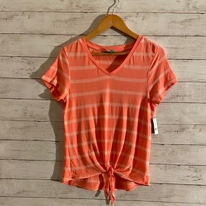 NWT Coral with White Stripes Cotton Shirt
